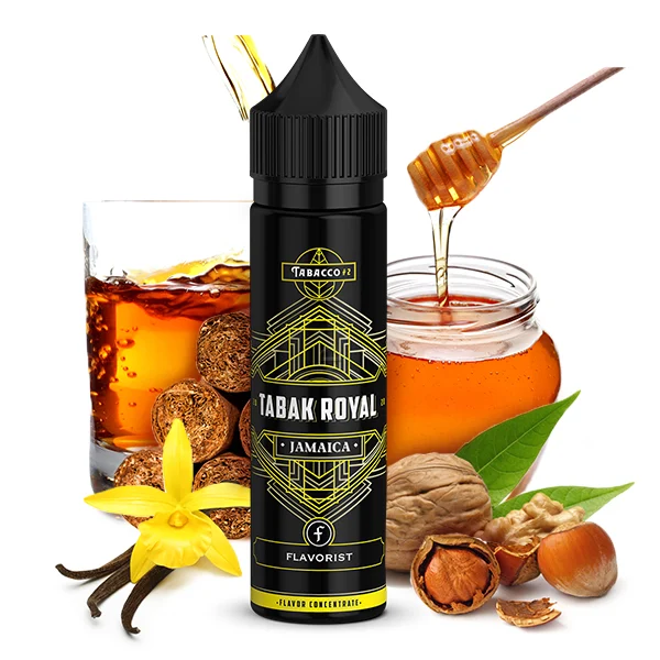 Flasche Flavorist Tabak Royal Jamaica Aroma mit Rum, Honig, Vanille und Walnüssen.
