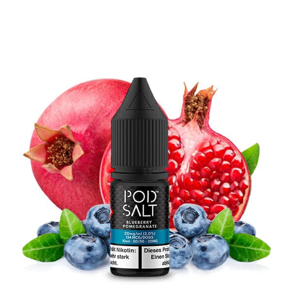 Pod Salt Nikotinsalz Liquid 20mg mit dem Geschmack nach Blaubeeren und Granatapfel