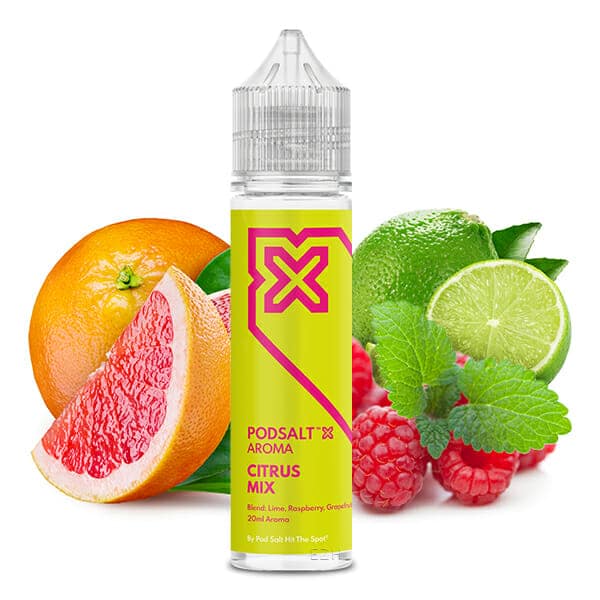 Pod Salt X Aroma Citrus mMix mit dem Geschmack nach Limetten, Himbeeren und Grapefruit