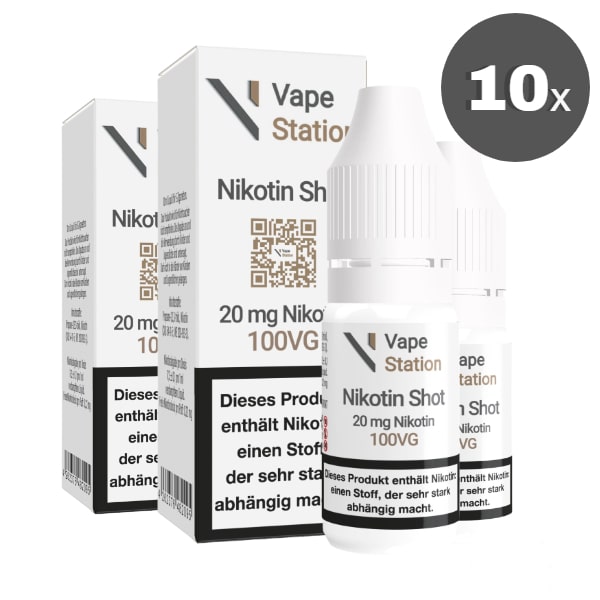 10er-Packung Vape Station Nikotin Shot 100VG 20mg