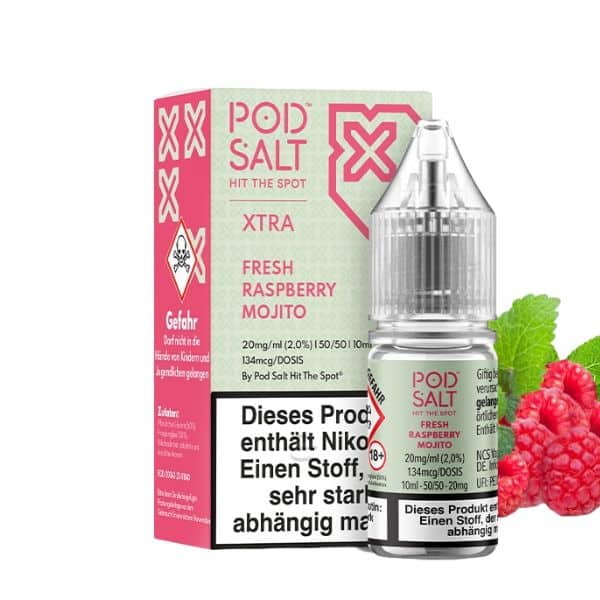 Pod Salt Xtra Nikotinsalz Liquid - Fresh Raspberry Mojito