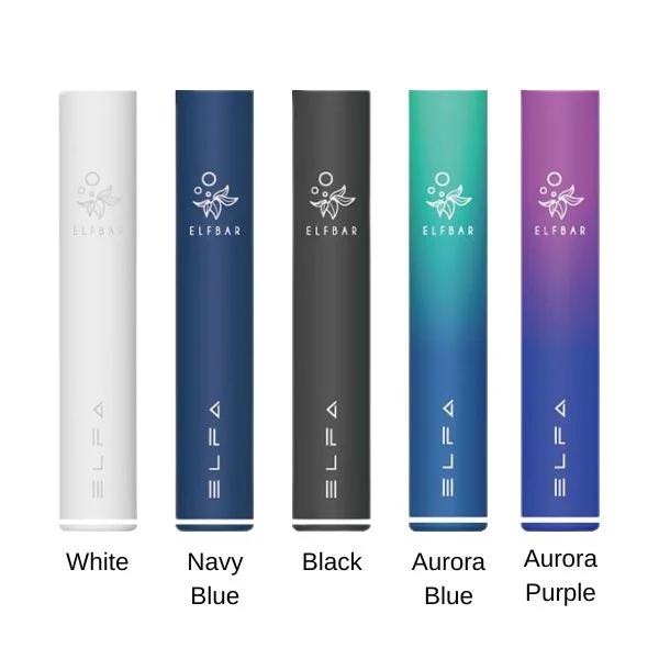 ElfBar ELFA Akkuträger kaufen – Farben White, Navy Blue, Black, Aurora Blue und Aurora Purple im eleganten Design.