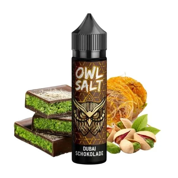 Owl Salt Dubai Schokolade Aroma mit dem Geschmack von Schokolade, Pistaziencreme und Baklava zum Liquid selber mischen.