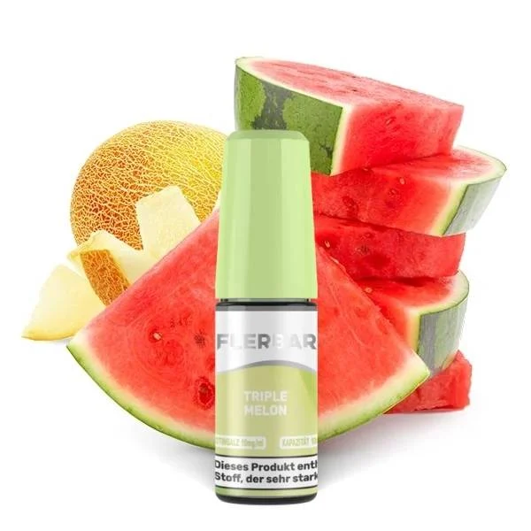 Flerbar E-Zigaretten Liquid Triple Melon mit Nikotinsalz