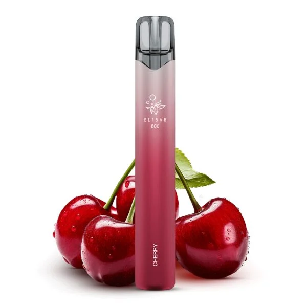 ElfBar 800 Cherry Vape vor frischen, roten Kirschen
