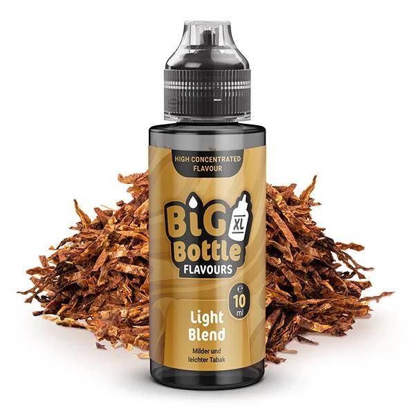 Big Bottle Light Blend Aroma – Mildes Tabakaroma mit ausgewogenen, süß-herben Noten, 10 ml in 120 ml Longfill-Flasche