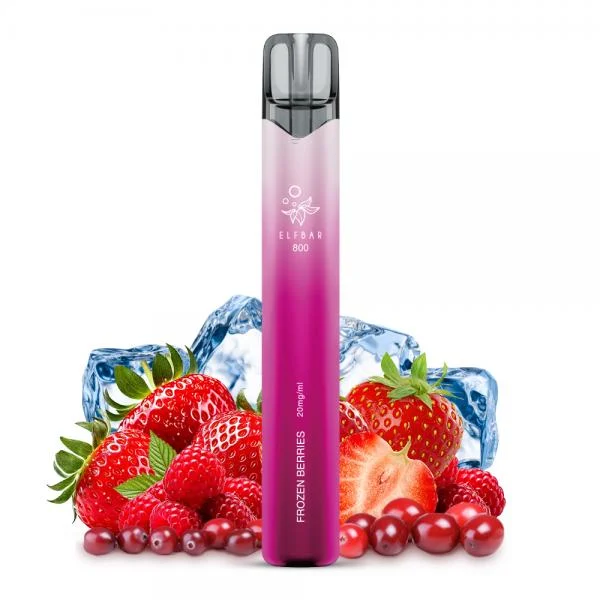 ElfBar 800 Frozen Berries Vape in pinkem Design mit gemischten Beeren und Eiswürfeln