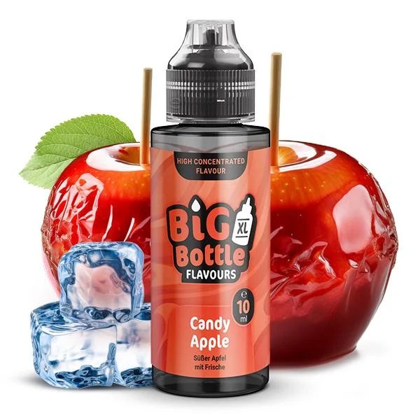 Big Bottle Candy Apple Aroma – Kandierter Apfel mit süßer Candy-Note und leichter Frische, 10 ml Aroma in 120 ml Longfill-Flasche