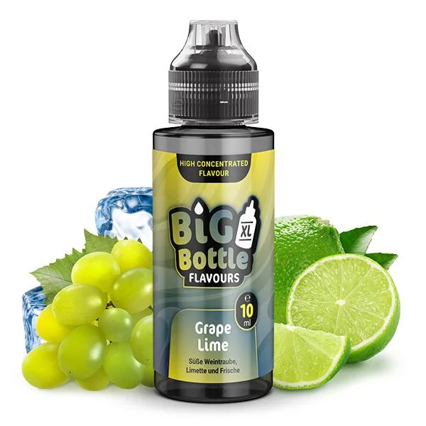 Big Bottle Grape Lime Aroma – Saftige Trauben mit spritziger Limette und leichter Frische, 10 ml Aroma in 120 ml Longfill-Flasche