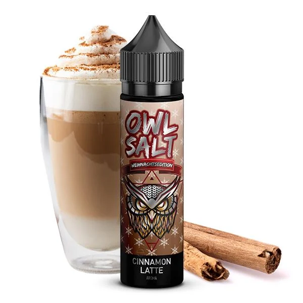 OWL Salt Longfill Cinnamon Latte Aroma – Cremiger Latte Macchiato mit süß-würziger Zimtnote, 10 ml Aroma in 60 ml Longfill-Flasche