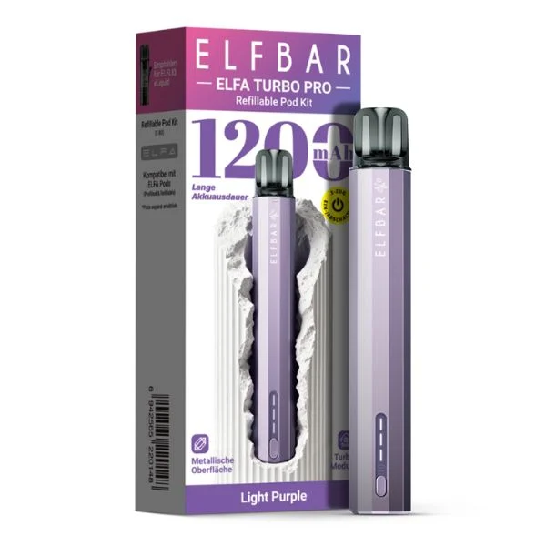 ElfBar ELFA Turbo Pro Pod Kit Light Purple mit Verpackung