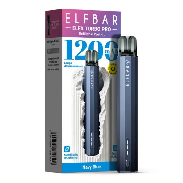 ElfBar ELFA Turbo Pro Pod Kit Navy Blue mit Verpackung