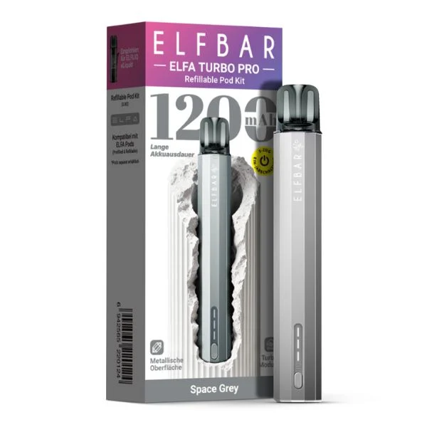 ElfBar ELFA Turbo Pro Pod Kit Space Grey mit Originalverpackung