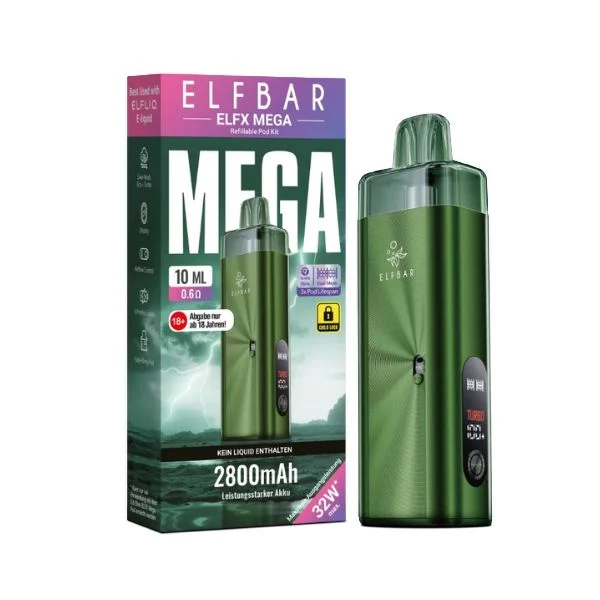 ElfBar ELFX Mega Pod Kit Green mit Originalverpackung und 10 ml Pod