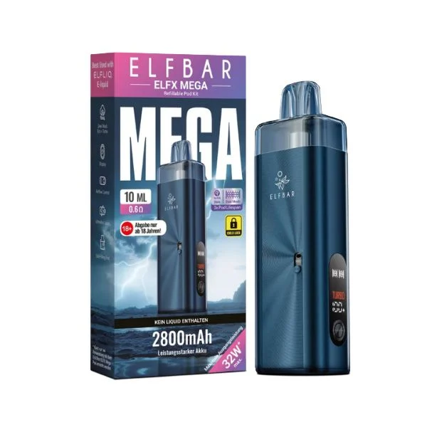 ElfBar ELFX Mega Pod Kit Navy mit Originalverpackung und 10 ml Pod
