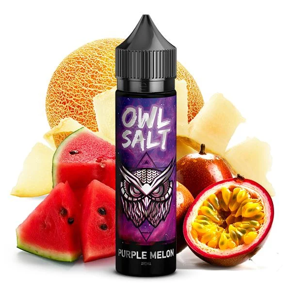 OWL Salt Longfill Purple Melon Aroma – Honigmelone, Wassermelone und Maracuja, 10 ml Aroma in 60 ml Longfill-Flasche