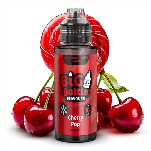 Big Bottle Cherry Pop Aroma – Süßer Kirschlolli mit saftigen Kirschen, 10 ml Aroma in 120 ml Longfill-Flasche